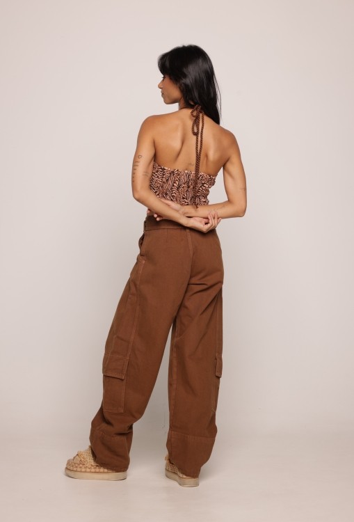Calça Sarja Cargo com Cinto