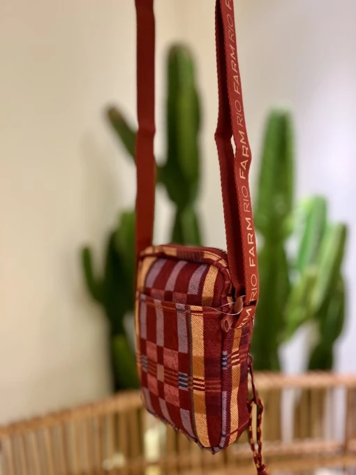 Bolsa da Gema Farm Sofia Xadrez Vinho