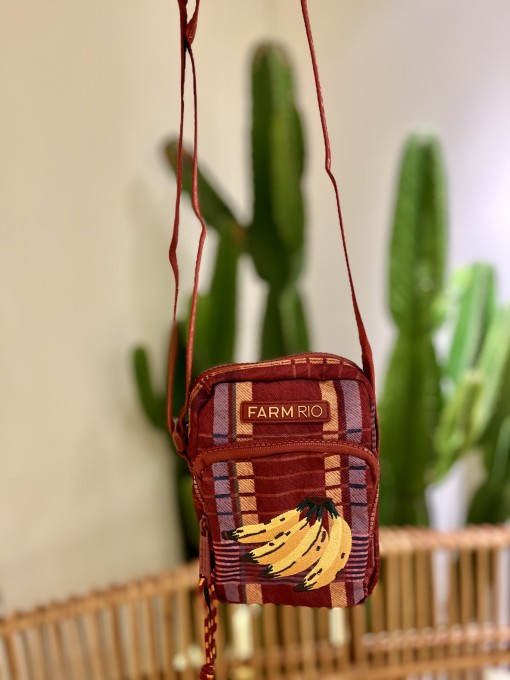 Bolsa da Gema Farm Sofia Xadrez Vinho