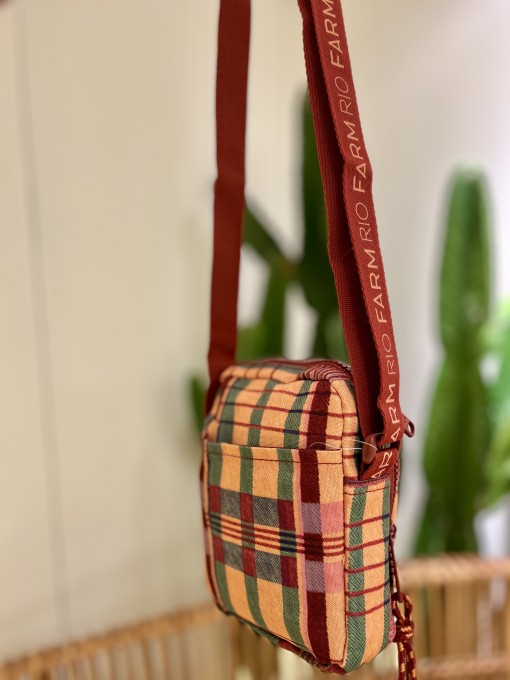 Bolsa Da Gema Farm Sofia Xadrez Laranja