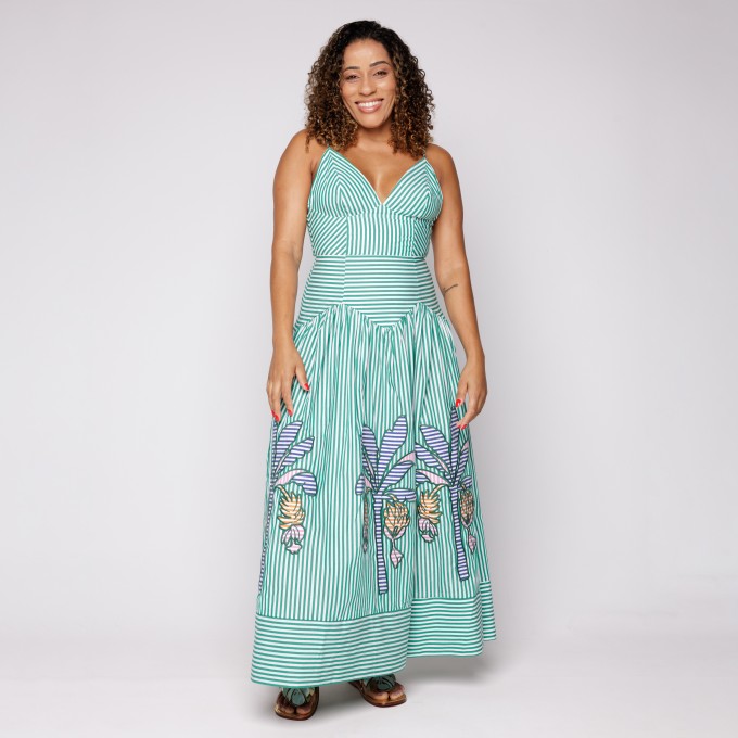 Vestido Cutwork Mix Mistura de Listras
