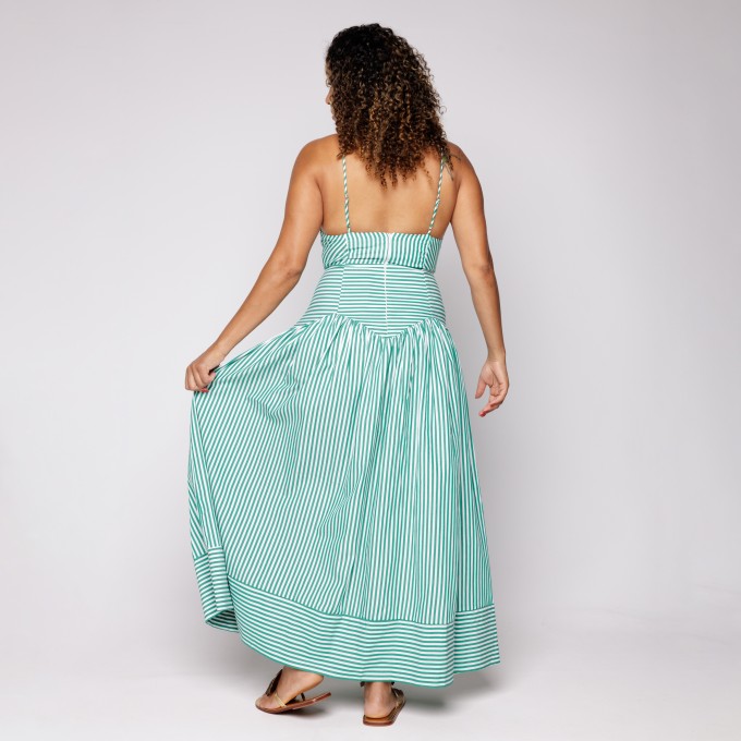 Vestido Cutwork Mix Mistura de Listras