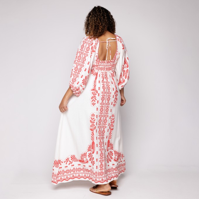Vestido Lomgo Relicario Bordado Tropical