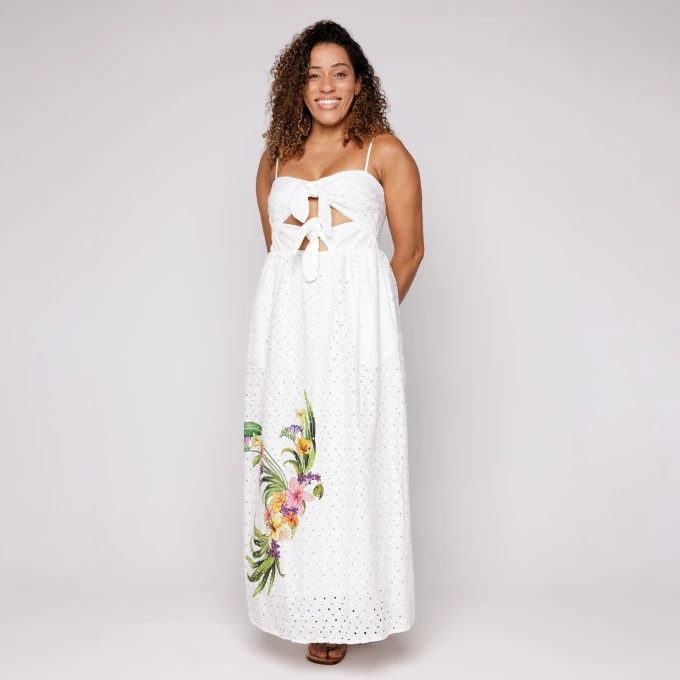 Vestido Laise Passaro Em Flor
