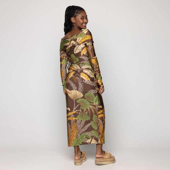 Vestido Franzido Floresta Sketch