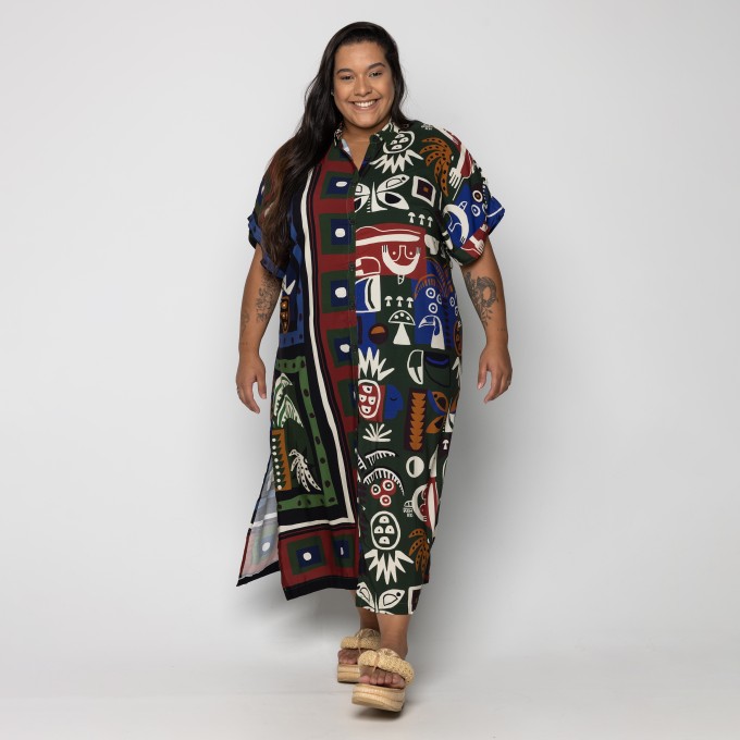 Vestido Camisa Lenço Tropical