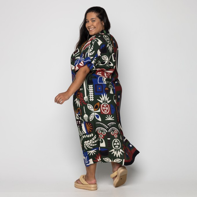 Vestido Camisa Lenço Tropical