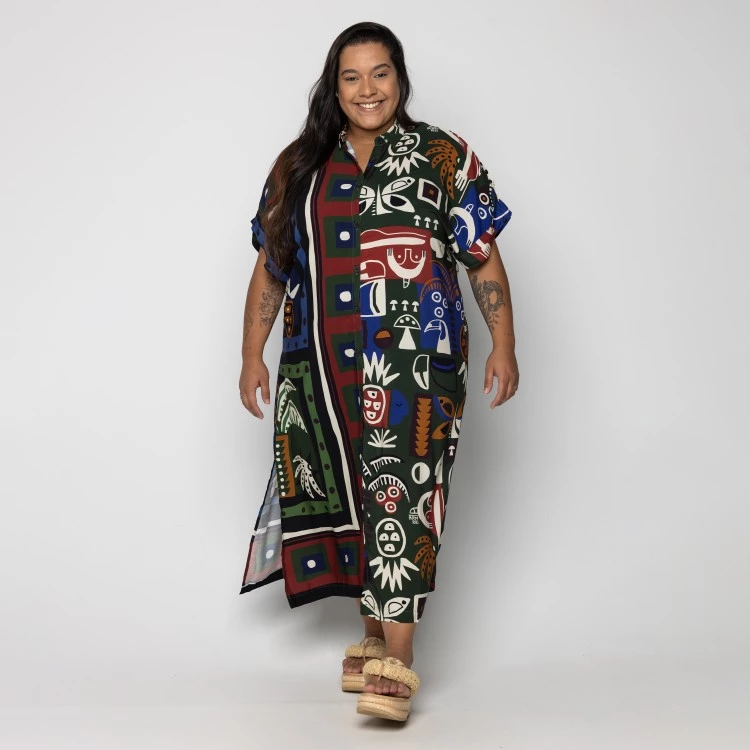 Vestido Camisa Lenço Tropical