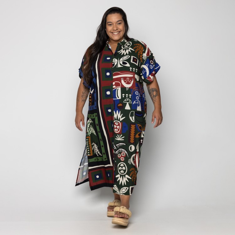 Vestido Camisa Lenço Tropical