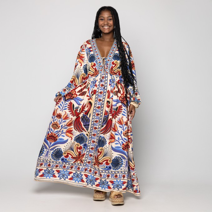 Vestido Longo Manga Sonho de Mar