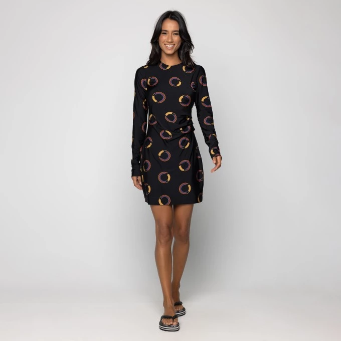 Vestido Curto Manga Tuca Poa