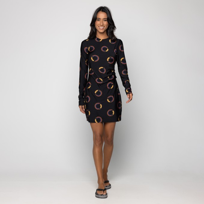 Vestido Curto Manga Tuca Poa