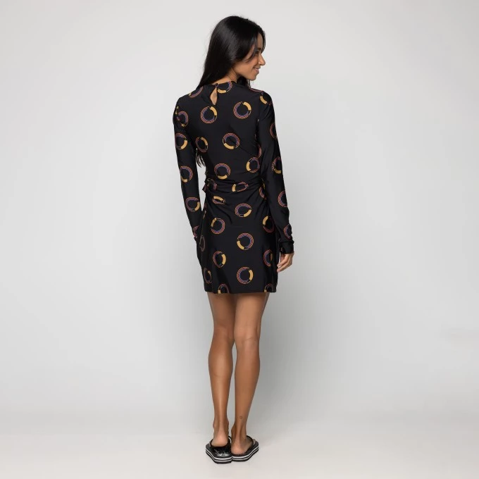 Vestido Curto Manga Tuca Poa