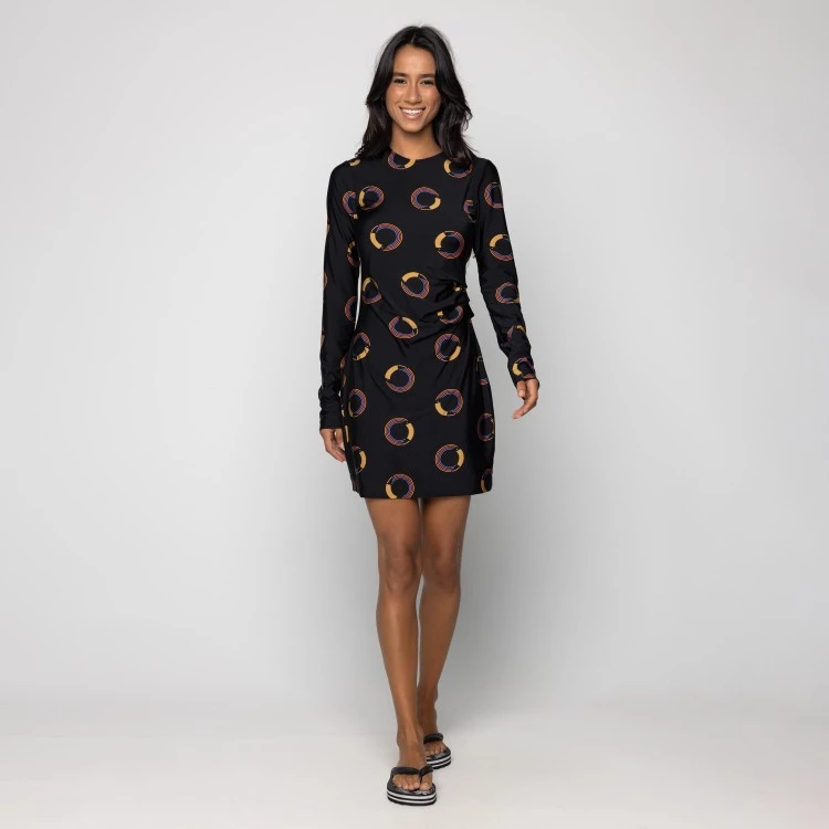 Vestido Curto Manga Tuca Poa