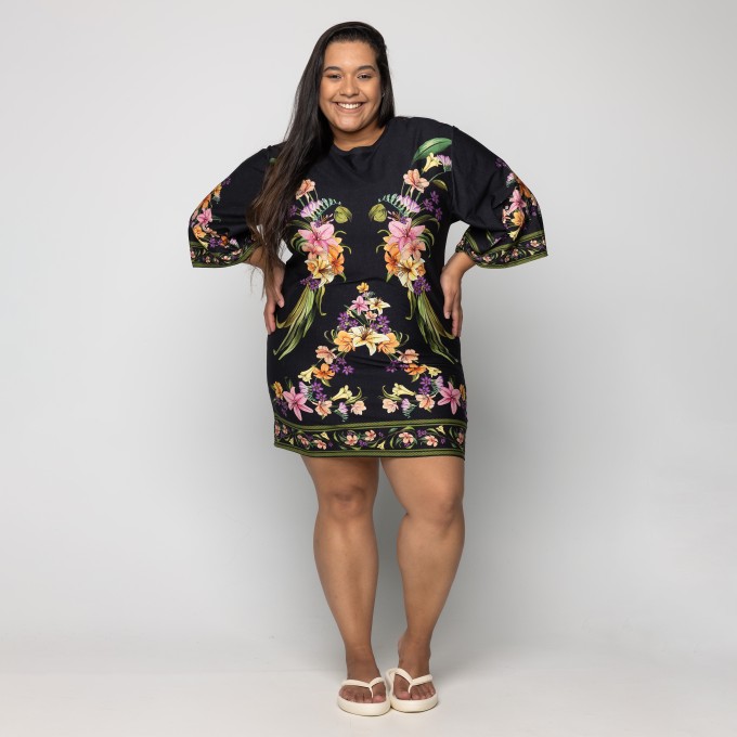 Vestido Tshirt Big Passaro Em flor