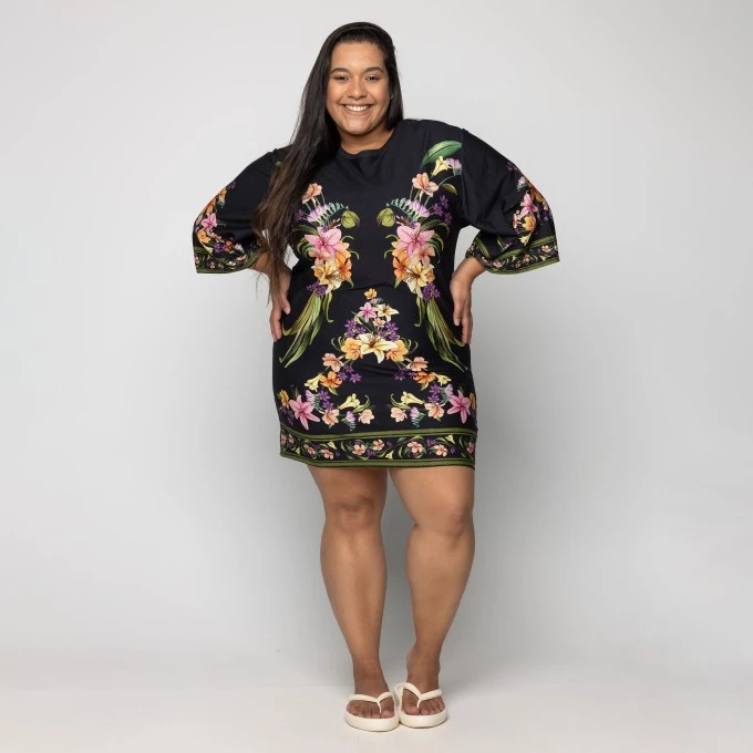 Vestido Tshirt Big Passaro Em flor