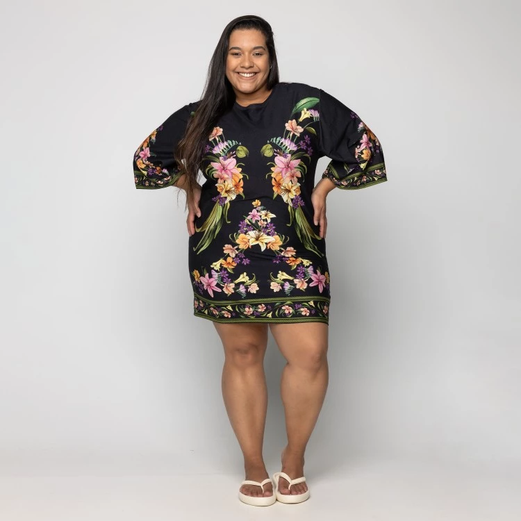 Vestido Tshirt Big Passaro Em flor