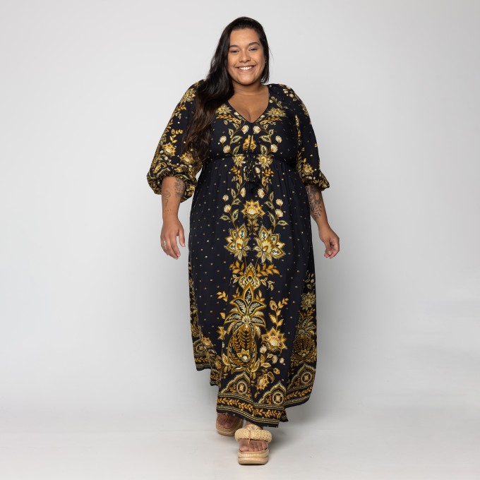Vestido Longo Flora Abacaxi