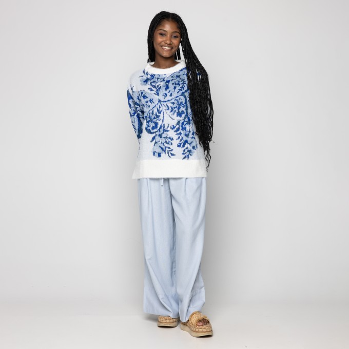 Pull Tricot Jacquard Borboleta