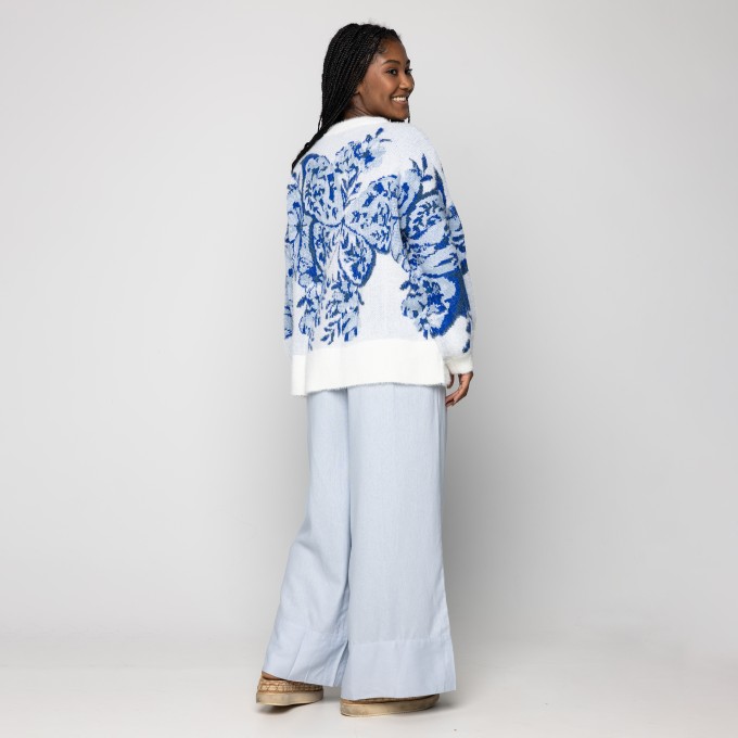 Pull Tricot Jacquard Borboleta