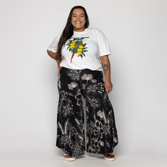 Calça Pantalona céu de Flor