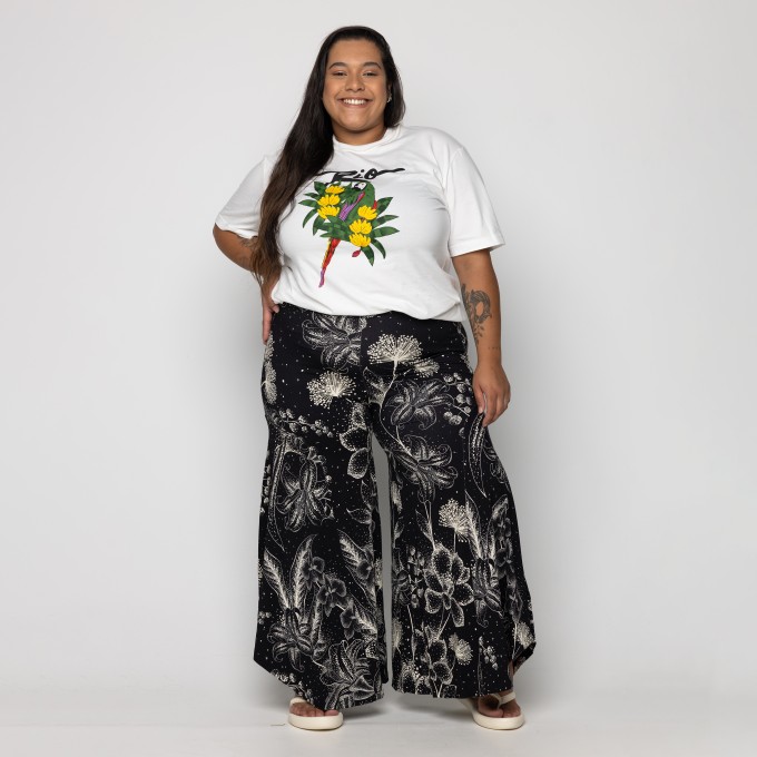 Calça Pantalona céu de Flor