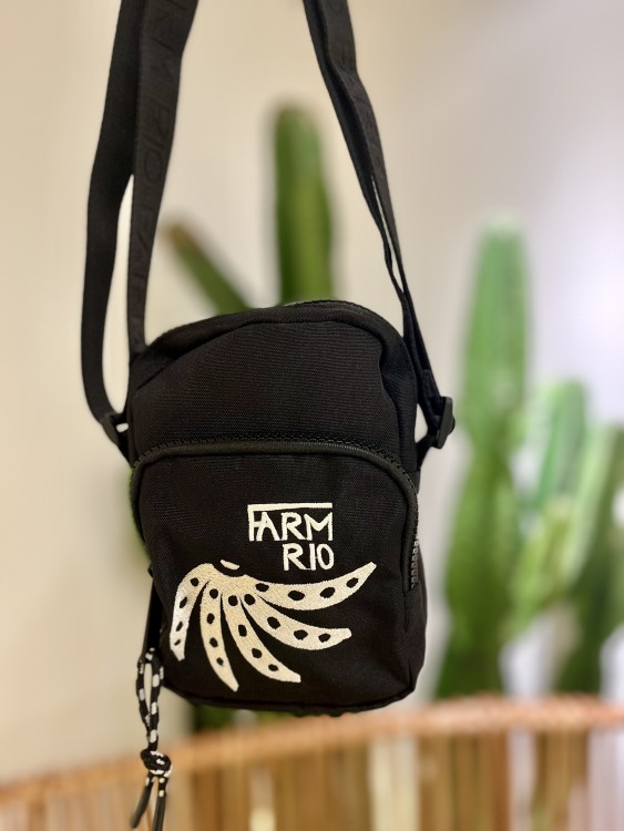 Bolsa Farm Da Gema Gráfico Tropical Preta