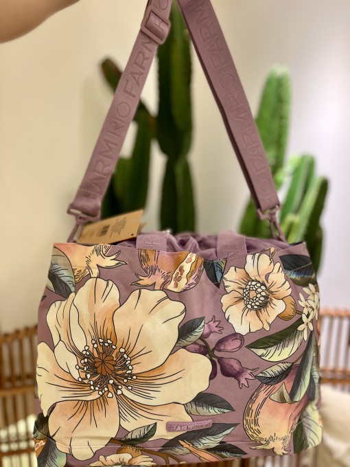 Totebag Farm Carioca Romance em Flor Roxo