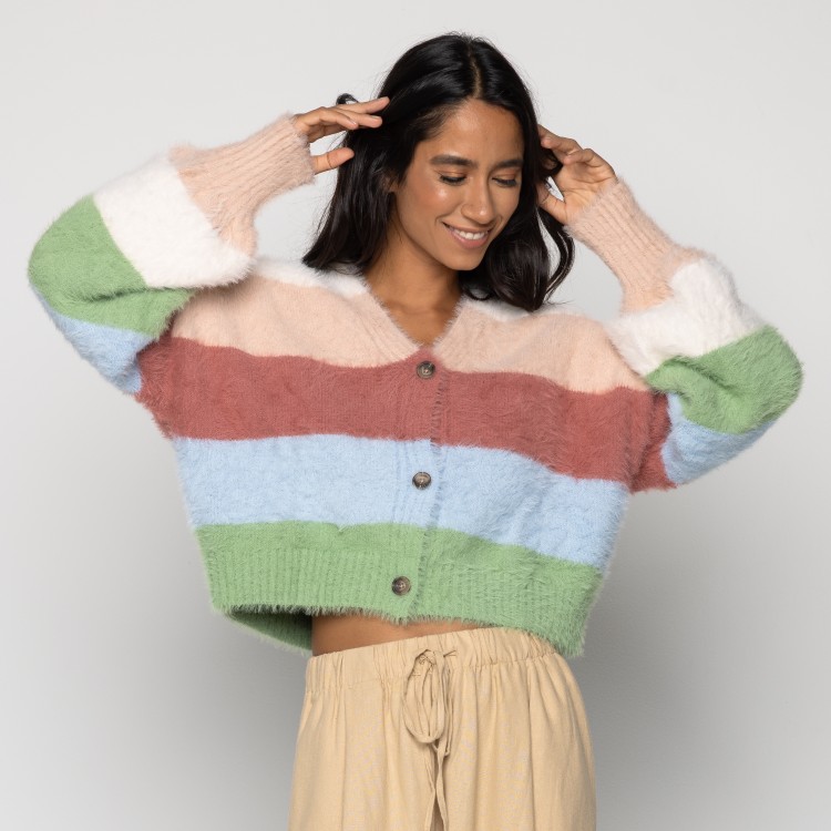 Cardigan Tricot Pelinho Listrado