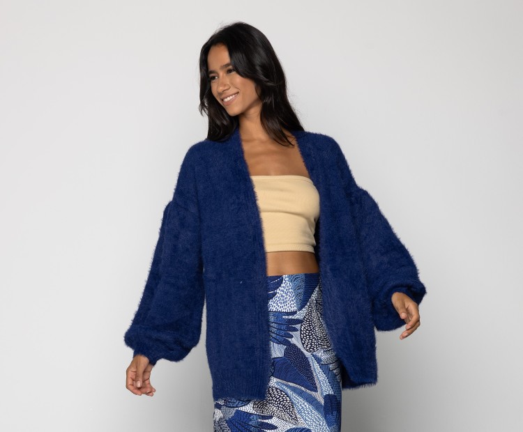 Cardigan Tricot Pelinho Azul Recife