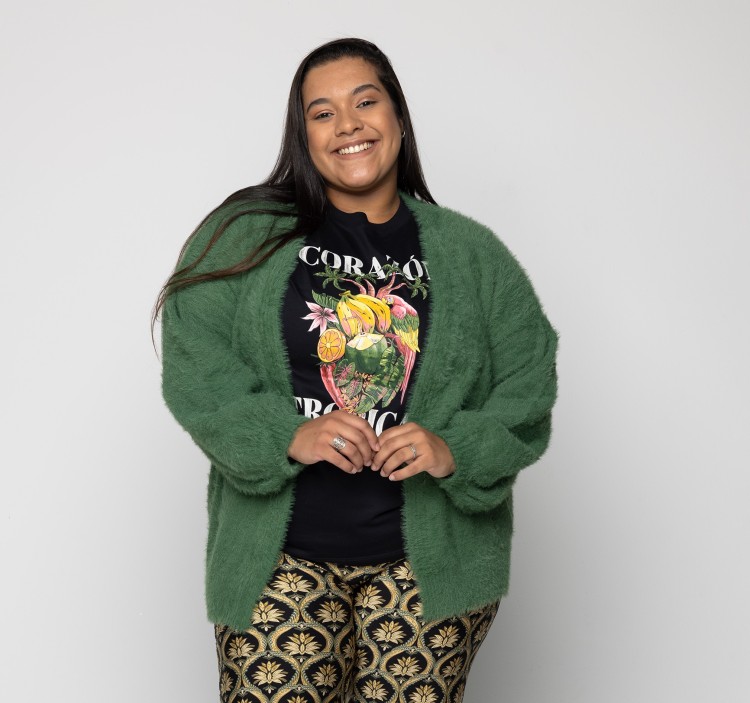 Cardigan Tricot Pelinho Verde