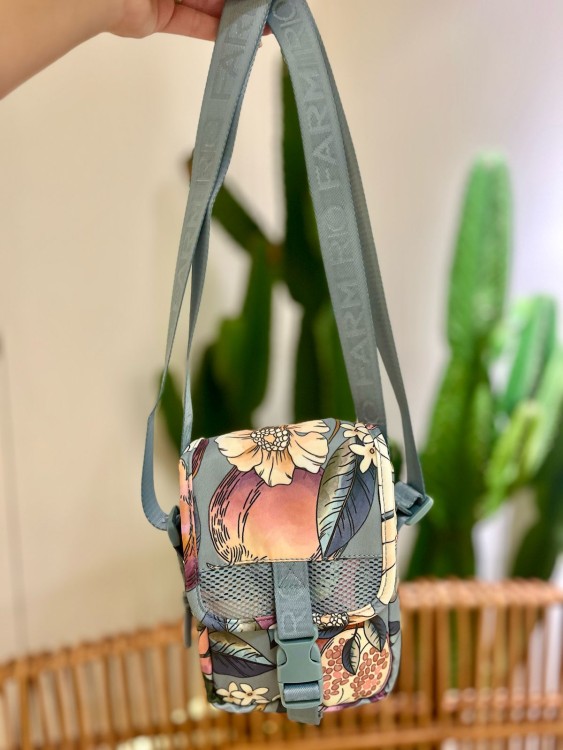 Bolsa Farm Fervo Romance em Flor Azul