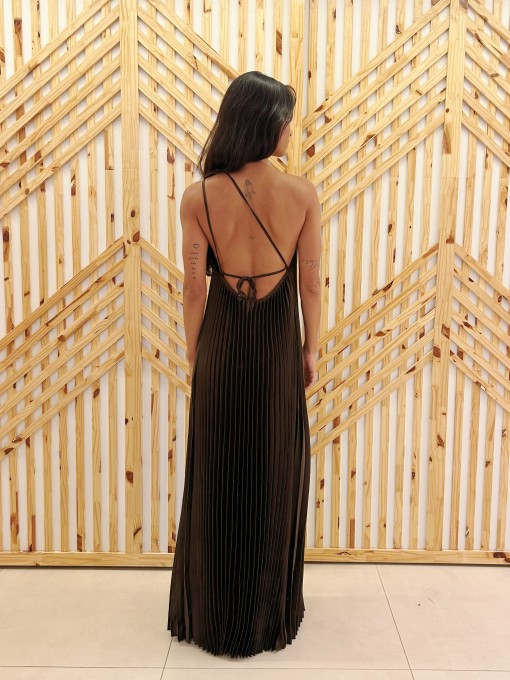 Vestido Plissado Longo