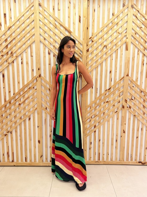 Vestido Listra Onda de Cor