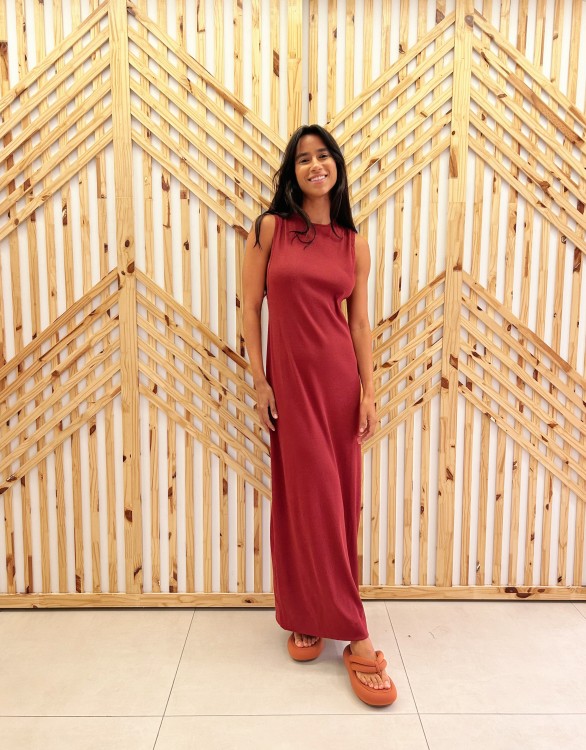 Vestido Rib Decote Costas