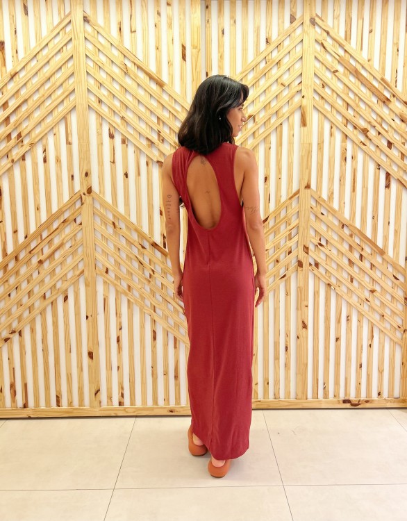 Vestido Rib Decote Costas