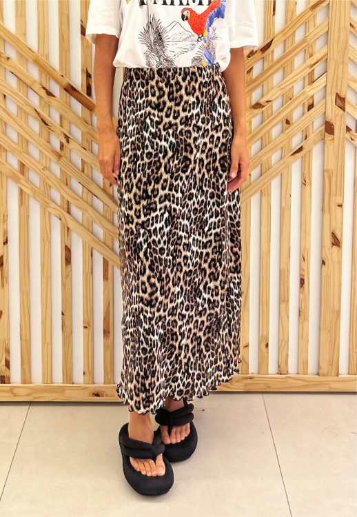 Saia Reta Plissada Bela Onça