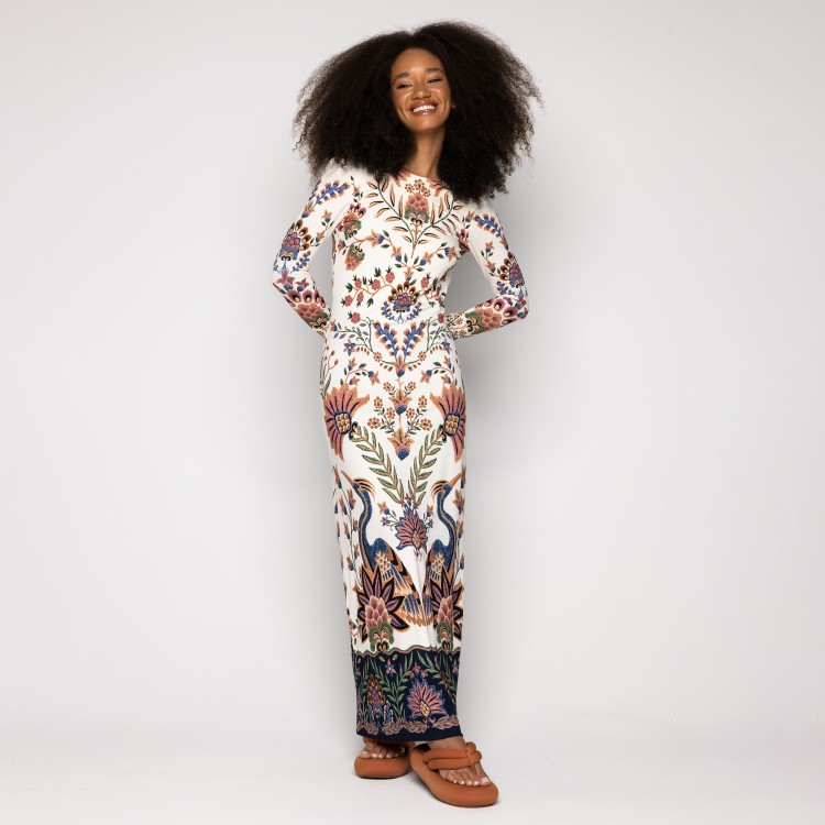 Vestido Decote V Costas Jardim Maravilhoso