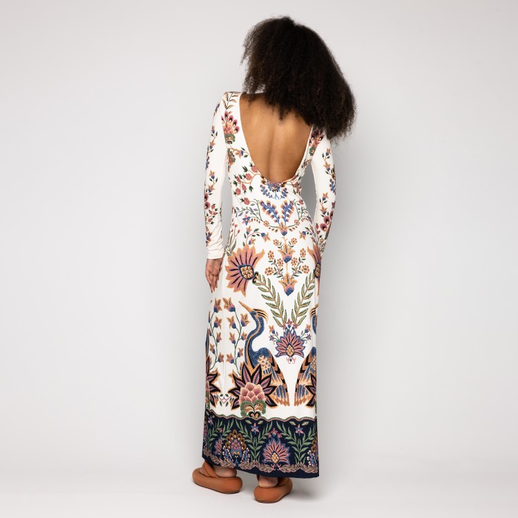 Vestido Decote V Costas Jardim Maravilhoso