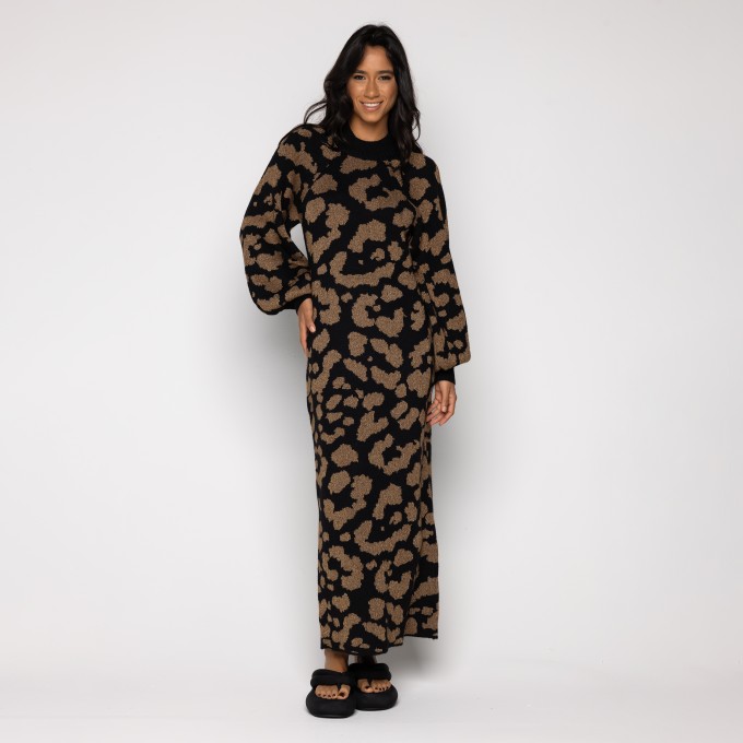 Vestido Tricot Jacguard Bela Onça