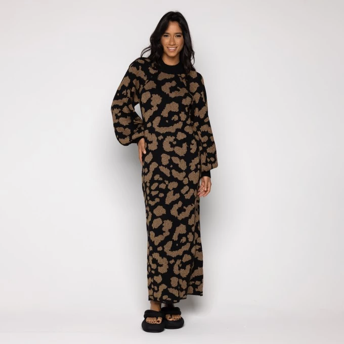 Vestido Tricot Jacguard Bela Onça