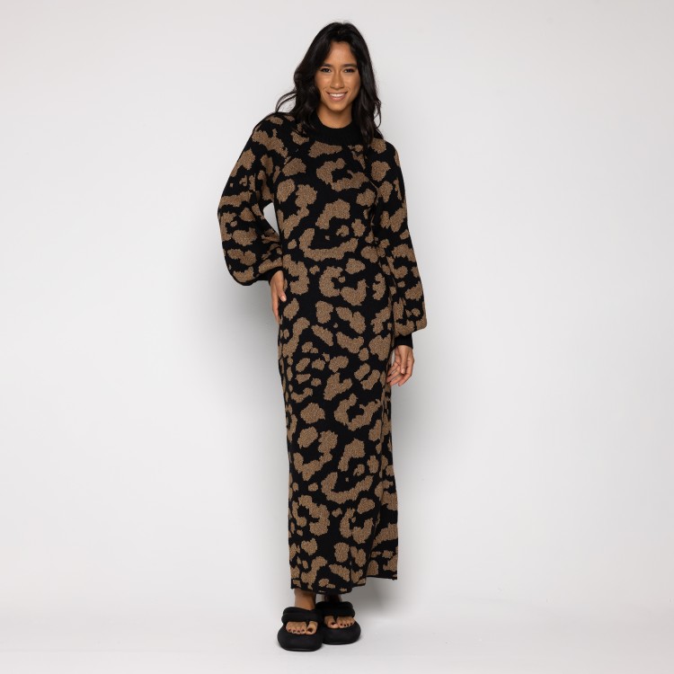 Vestido Tricot Jacguard Bela Onça