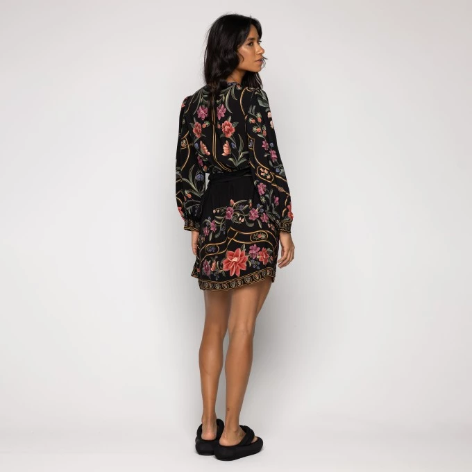 Vestido Curto Transpassado Floral Belle