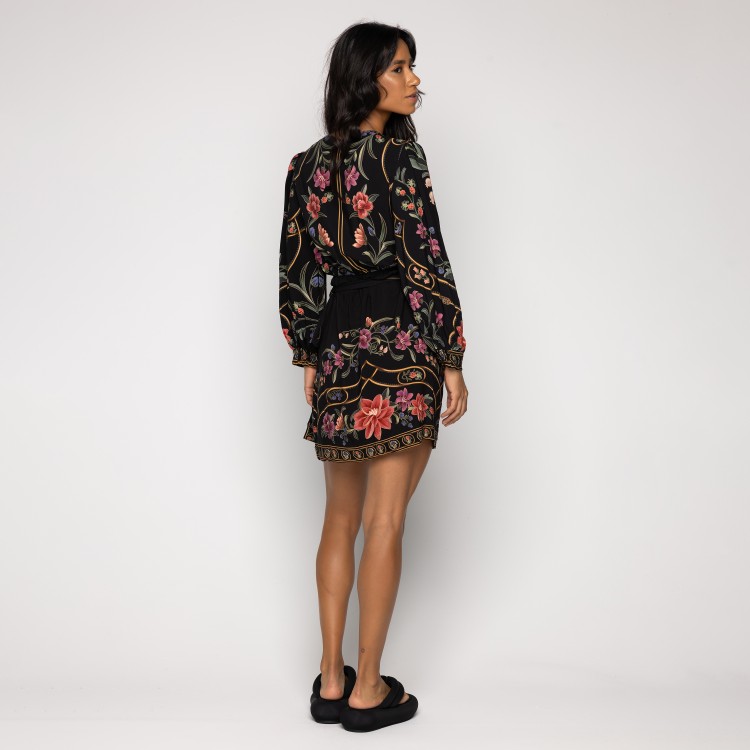 Vestido Curto Transpassado Floral Belle