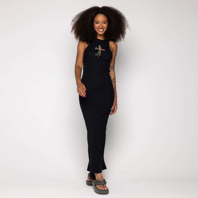 Vestido Cropped Rib Preto