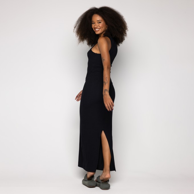 Vestido Cropped Rib Preto