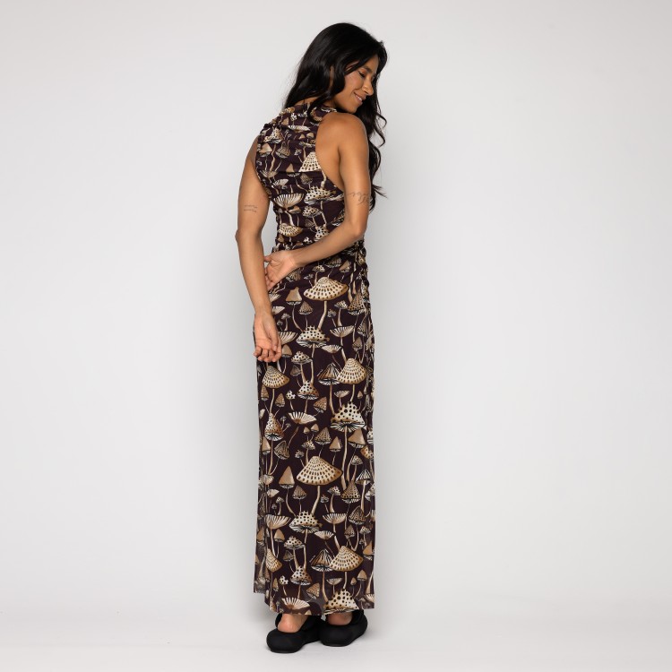 Vestido Cropped Tule Cogumelos