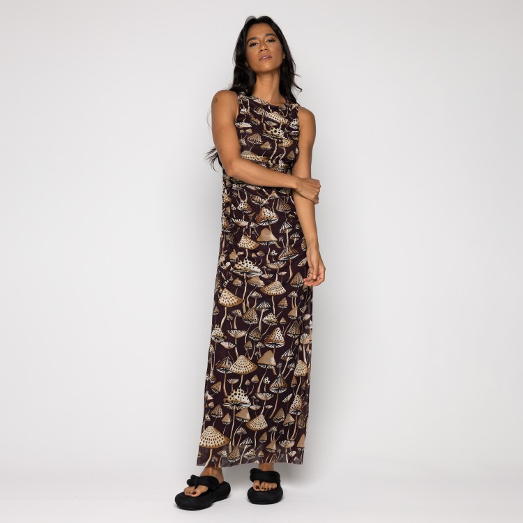 Vestido Cropped Tule Cogumelos