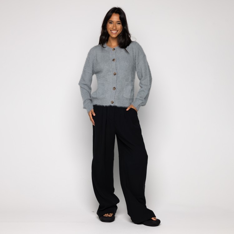 Cardigan Pelinho Curto Com Bolso