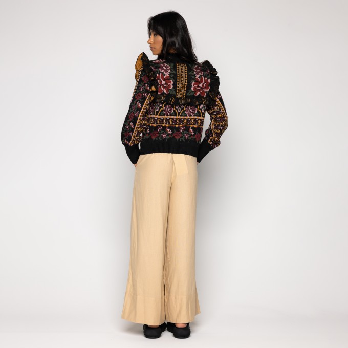 Cardigan Tricot Jacguard Floral